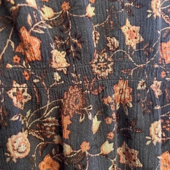 Free people blouse size s, blue base with orange/white flowers - Picture 3 of 5